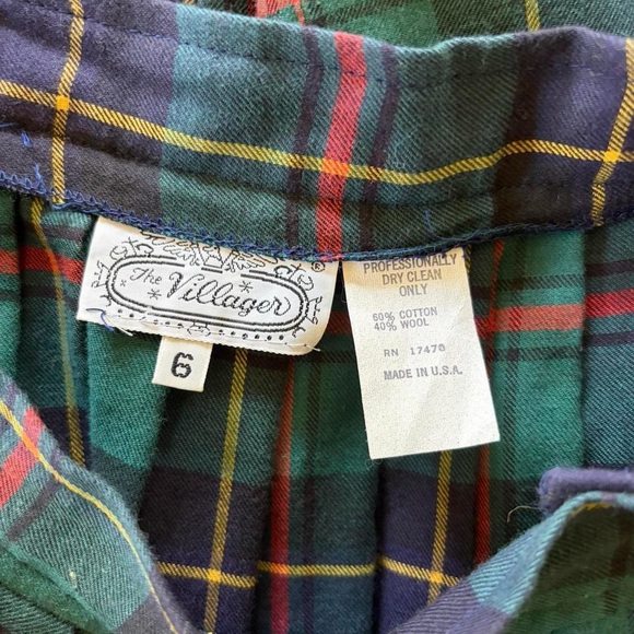 Vintage wool green tartan plaid midi skirt alternative grunge punk 80s 90s S - Picture 9 of 11